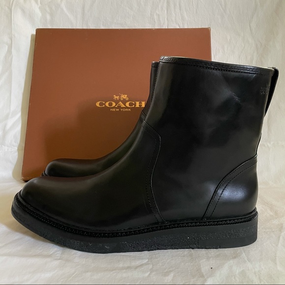 NWB COACH Casual Leather Boots with Shearling - Picture 3 of 13